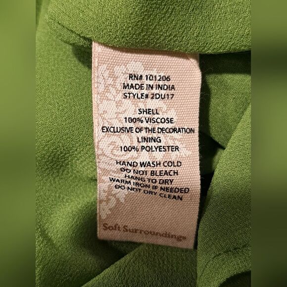 Soft Surroundings Green Sleeveless Blouse Lace Ruffles Lined Viscose Women's S - Picture 5 of 6